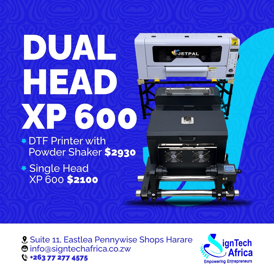 Dual Head XP600 DTF Printer + Powder Shaker
